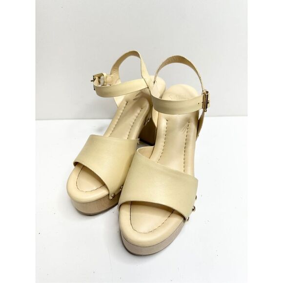 Sarto by Franco Sarto Sandals Womens Sz 6.5 Yellow Ankle Strap Leather Platform - Picture 3 of 12